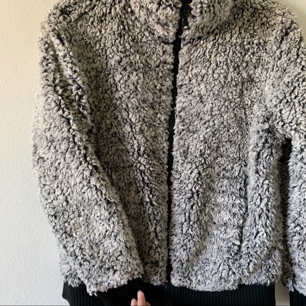 Gray With Black Trim Teddy Jacket - Picture 6 of 12